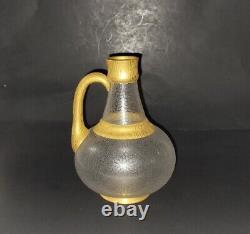 Wittman & Roth Hammered Glass Gold gilt Jug pitcher 1880s Scarce 8 tall