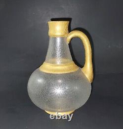 Wittman & Roth Hammered Glass Gold gilt Jug pitcher 1880s Scarce 8 tall