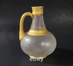 Wittman & Roth Hammered Glass Gold gilt Jug pitcher 1880s Scarce 8 tall