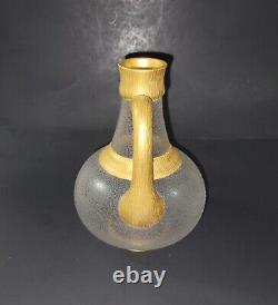 Wittman & Roth Hammered Glass Gold gilt Jug pitcher 1880s Scarce 8 tall