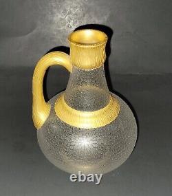 Wittman & Roth Hammered Glass Gold gilt Jug pitcher 1880s Scarce 8 tall