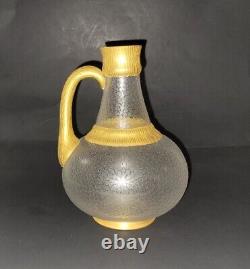 Wittman & Roth Hammered Glass Gold gilt Jug pitcher 1880s Scarce 8 tall