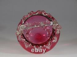 Wonderful Victorian Cranberry Glass Basket Thorn Handle & Rigaree c. 1890
