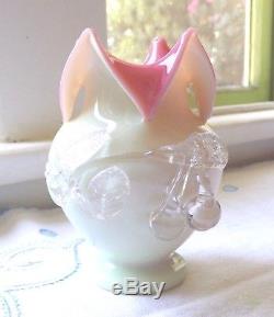 Wow! Victorian Aesthetic Movement Stourbridge Cased Glass Vase Applied Cherries